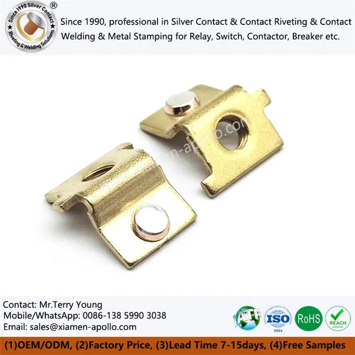 Vernietete Teile mit Silberkontakt und Messingprägung